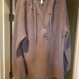 Cozy Brown Waffle Knit Hoodie